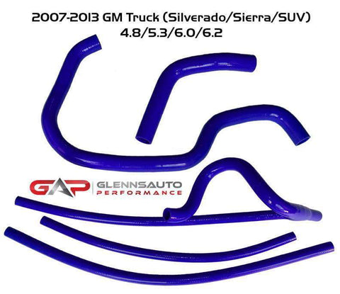 Glenn's Auto Performance Blue / No 07-13 GM Truck Silicone Radiator Hose Kit 4.8/5.3/6.0/6.2