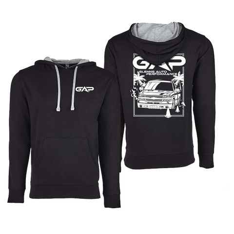 Glenn's Auto Performance GAP Autocross Truck Hoodie (Black w/ Heather Gray Hood)