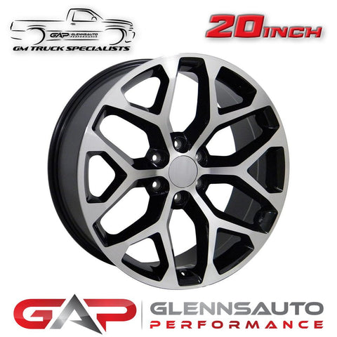 OE Wheels 6-Lug 20x9 Machined Black GMC "Snowflake" OE Style Wheel