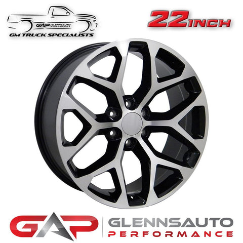 OE Wheels 6-Lug 22x9 Machined Black GMC "Snowflake" OE Style Wheel