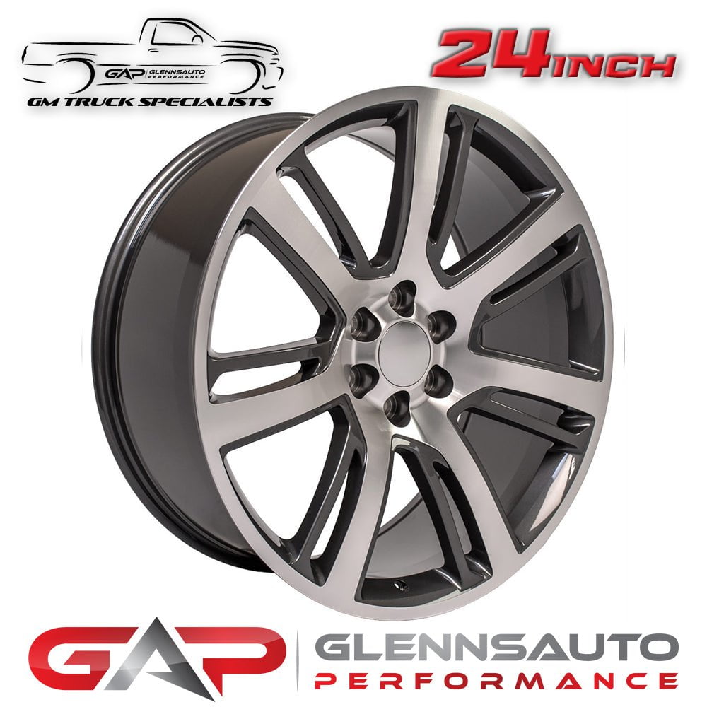 6-Lug 24x10 Machined Gunmetal Escalade 