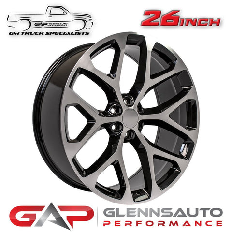 OE Wheels 6-Lug 26x10 Machined Black GMC "Snowflake" OE Style Wheel